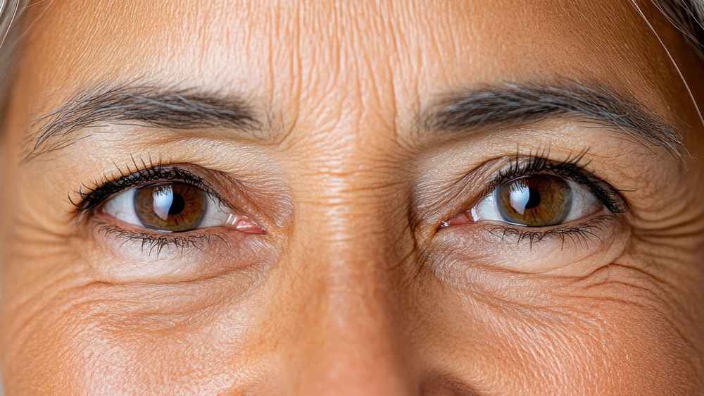Close up of woman's tired eyes