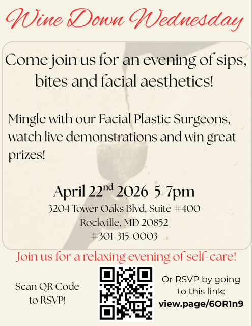 Metro ENT & Facial Plastic Surgery is hosting a Wine Down Wednesday event on April 22 from 5-7pm. To RSVP, go to view.page/6OR1n9