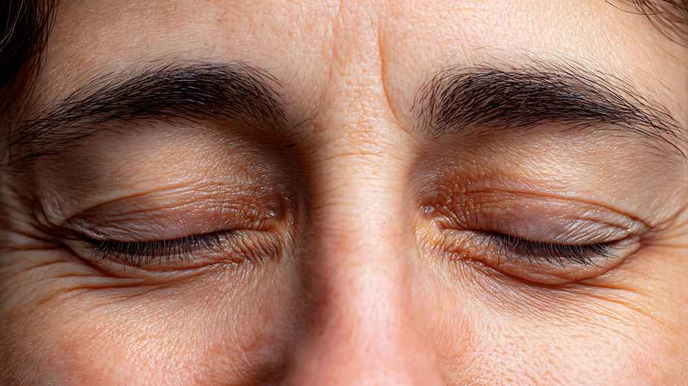 Close up photo of a person's upper eyelids