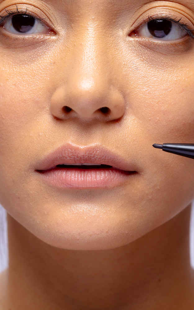 Woman before lip lift surgery