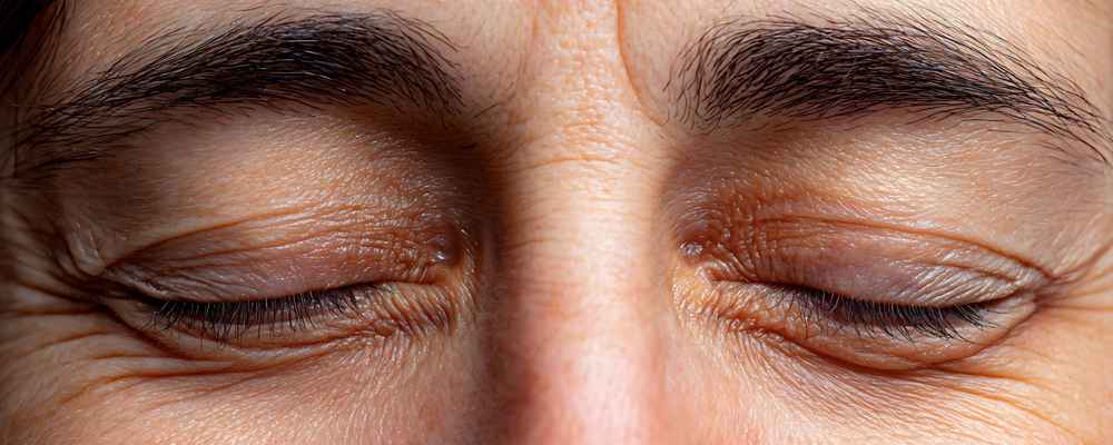 Close up photo of a person's upper eyelids